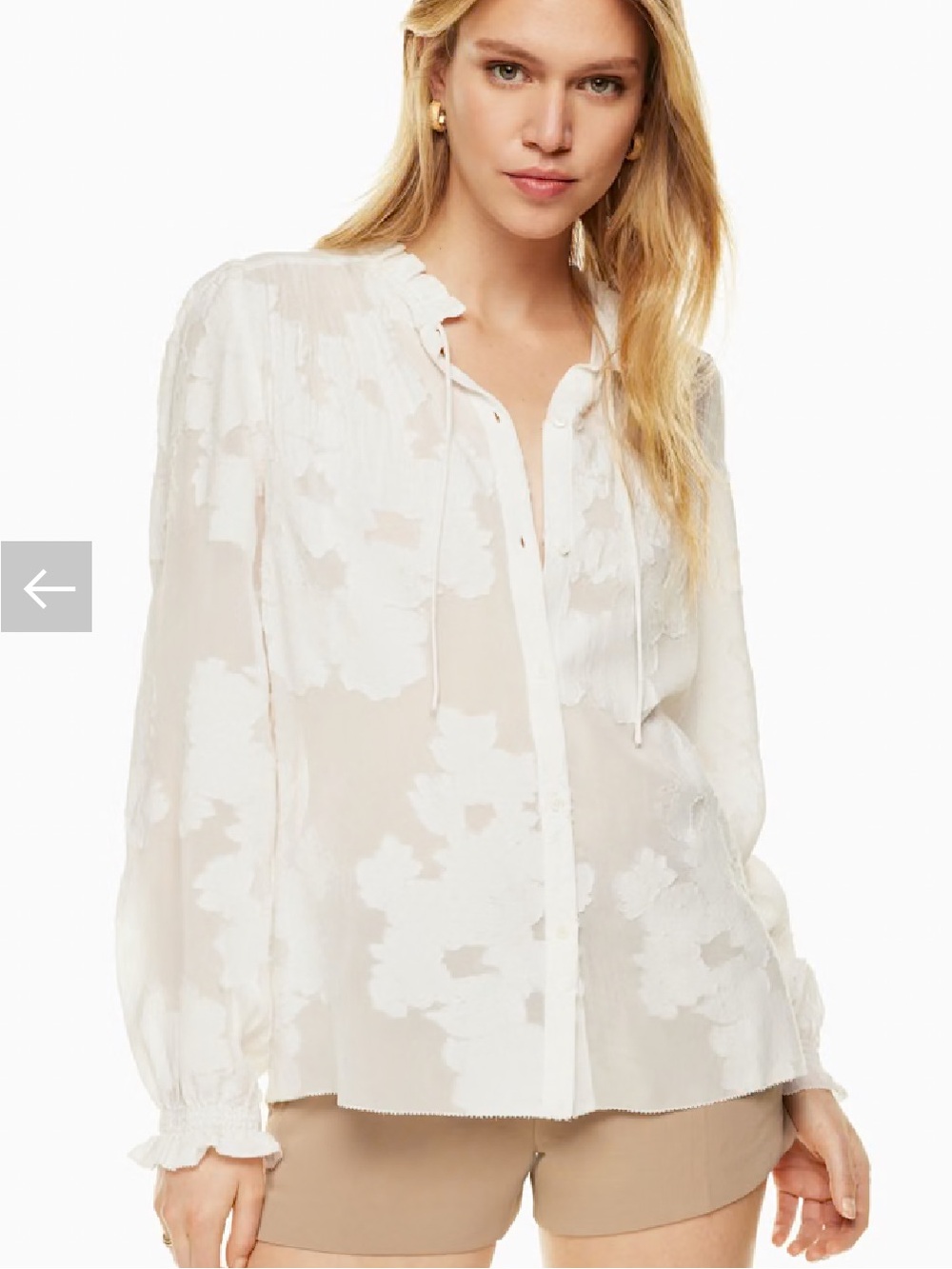 Aritzia Wilfred Alexis Blouse Ice Lavender Floral Burnout Chiffon Ruffle Small - Picture 2 of 13
